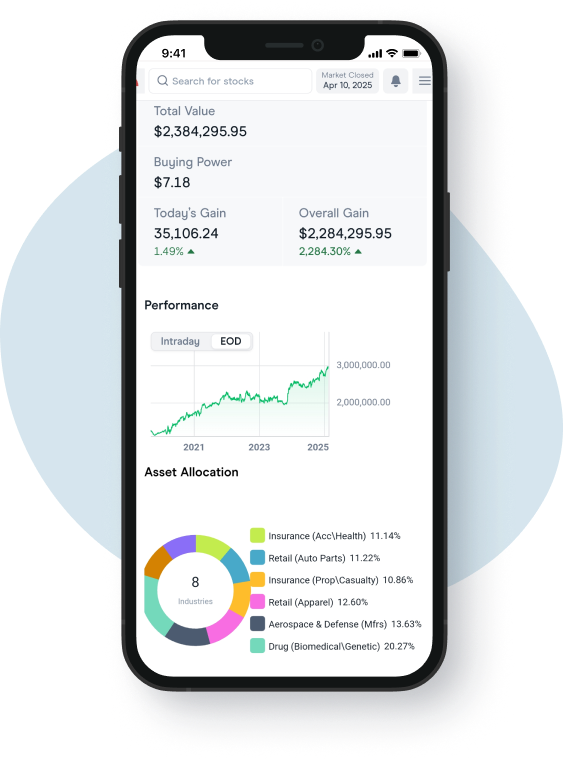 Market Launchpad App Portfolio Screen